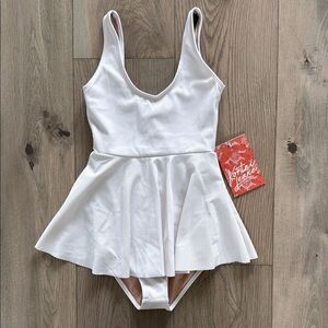 Kortni Jeane White Skirted One Piece Swimsuit